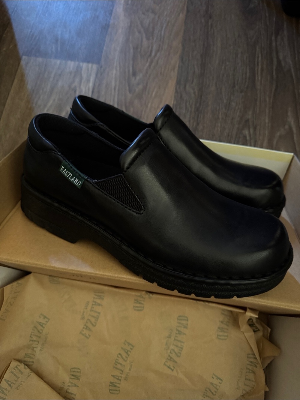 Eastland Black Leather Slip-On Work Loafers